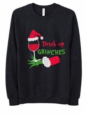 Holiday 'Drink Up Grinches' Black Graphic Sweatshirt
